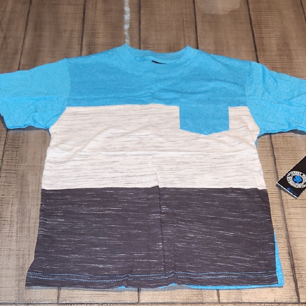 NWT Street Rules Blue, Gray, & Black Striped T-Shirt
